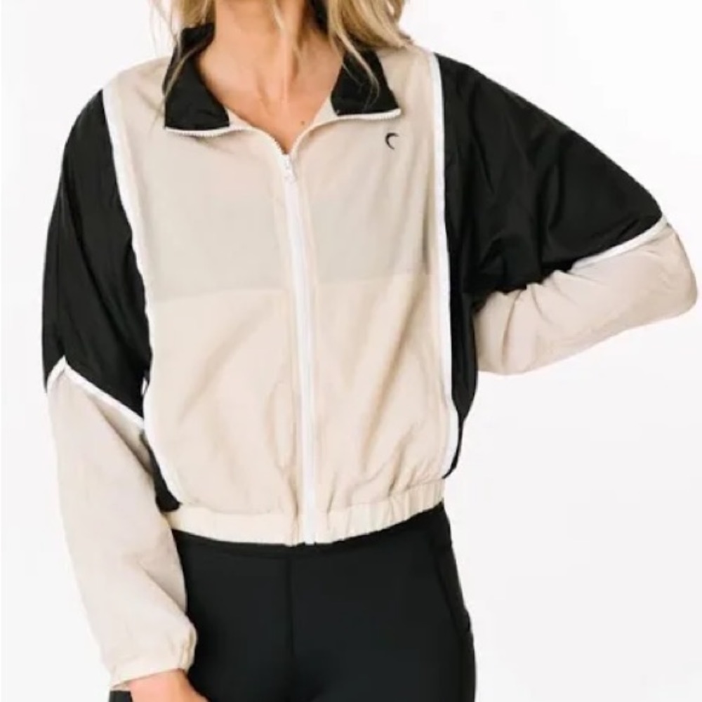 Black and Tan Block Zipper Jacket - ZYIA